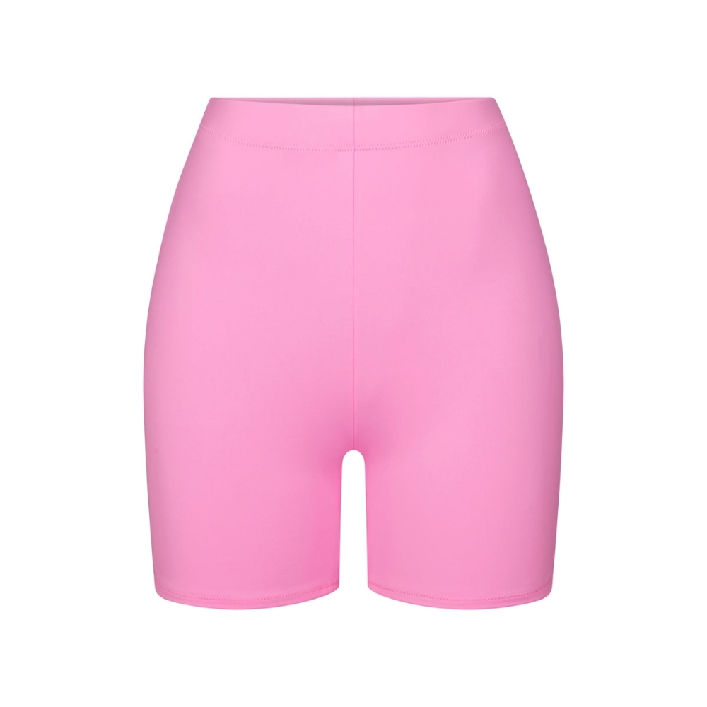 NWT SKIMS RECYCLED SWIM MID WAIST SHORT IN LIGHT PINK SIZE XS